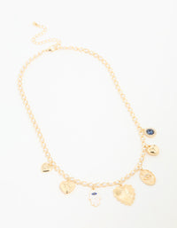 Gold Evil Eye & Heart Charm Necklace - link has visual effect only