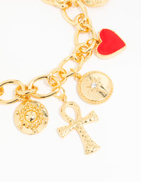 Gold  Chunky Cross Charm Bracelet - link has visual effect only