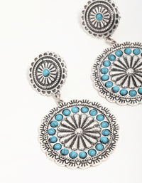 Antique Silver Turquoise Circle Drop Earrings - link has visual effect only