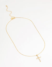 Gold Plated Brass Cubic Zirconia Marquise Cross Pendant Necklace - link has visual effect only