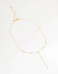 Gold Plated Brass Cubic Zirconia Y-Necklace - link has visual effect only