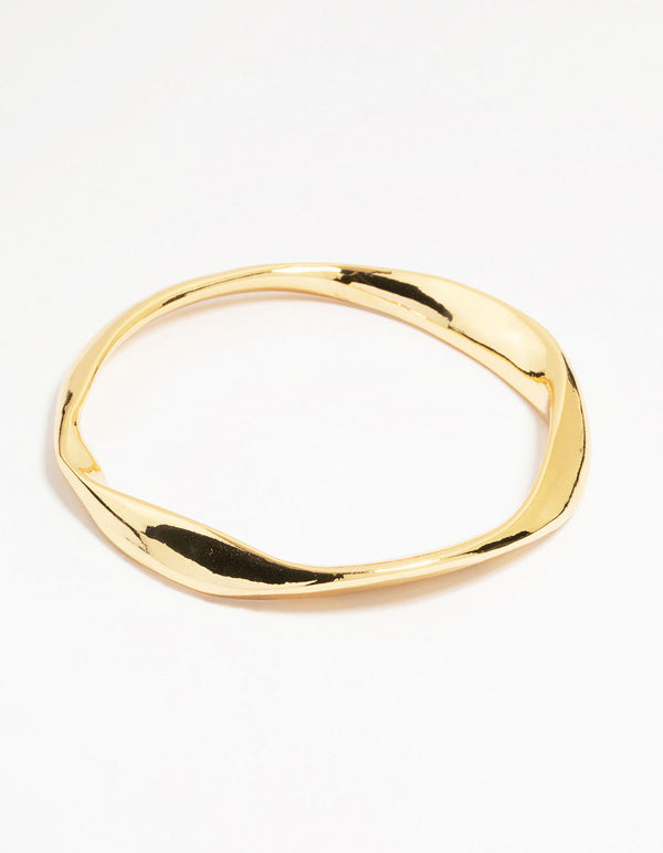 Gold Plated Brass Statement Wavy Bangle