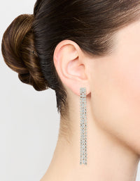 Silver Diamante Baguette Cupchain Drop Earrings - link has visual effect only