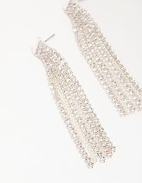Silver Diamante Chain Tassel Drop Earrings - link has visual effect only