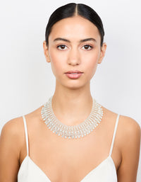 Silver Diamante Fan Cupchain Bib Necklace - link has visual effect only