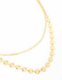 Waterproof Gold Plated Stainless Steel Hammered Layered Necklace - link has visual effect only