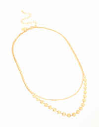 Waterproof Gold Plated Stainless Steel Hammered Layered Necklace - link has visual effect only
