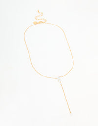 Waterproof Gold Plated Stainless Steel Cubic Zirconia Y-Necklace - link has visual effect only