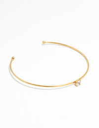 Waterproof Gold Plated Stainless Steel Cubic Zirconia Bangle - link has visual effect only