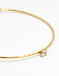 Waterproof Gold Plated Stainless Steel Cubic Zirconia Bangle - link has visual effect only