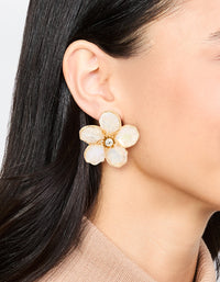 Rose Gold Diamante Flower Large Stud Earrings - link has visual effect only