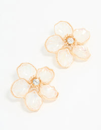Rose Gold Diamante Flower Large Stud Earrings - link has visual effect only