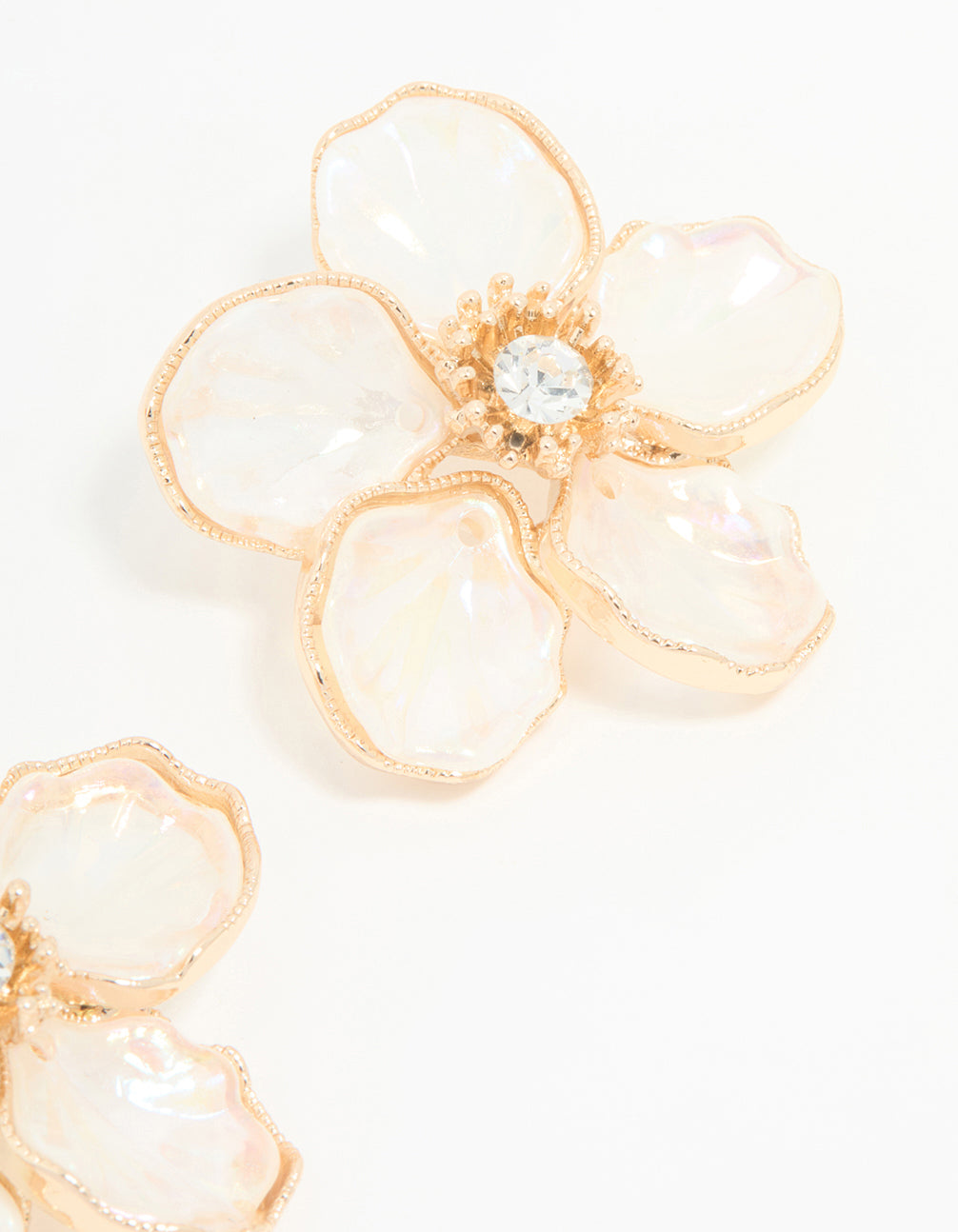 Rose Gold Diamante Flower Large Stud Earrings