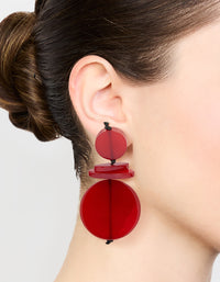 Red Layered Disc Drop Earrings - link has visual effect only
