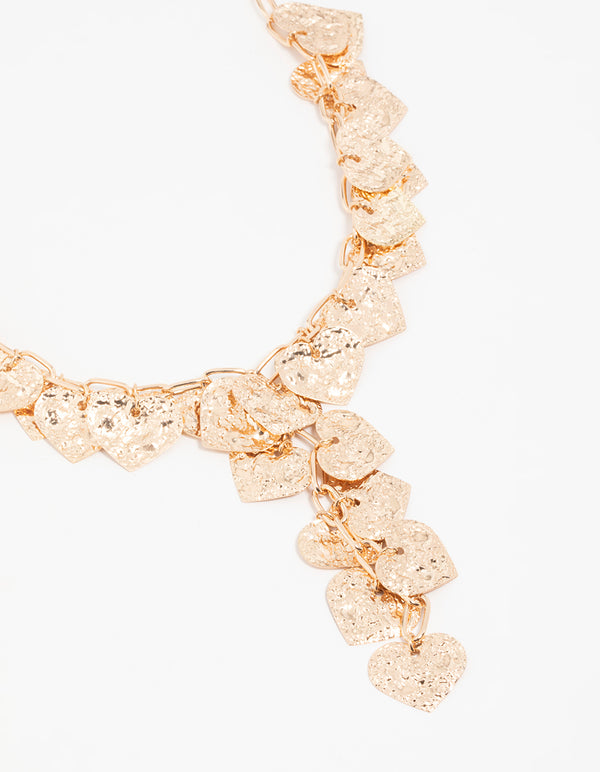 Gold Molten Heart Y-Necklace