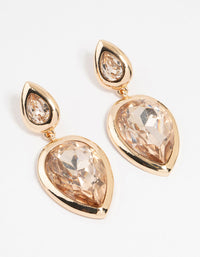 Gold Teardrop Stone Drop Earrings - link has visual effect only