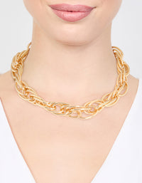 Gold Plated Chunky Wide Chain Necklace - link has visual effect only