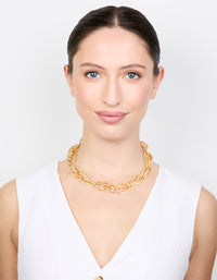 Gold Plated Chunky Wide Chain Necklace - link has visual effect only