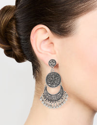 Antique Silver Beaded Drop Earrings - link has visual effect only