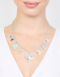 Silver Heart Charms Necklace - link has visual effect only