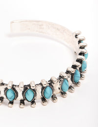 Antique Silver Turquoise Western Wrist Cuff - link has visual effect only