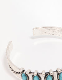 Antique Silver Turquoise Western Wrist Cuff - link has visual effect only