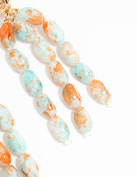 Orange & Blue Beaded Swirl Triple Drop Earrings - link has visual effect only