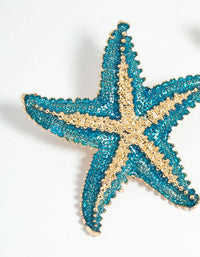 Blue Coated Metal Starfish Stud Earrings - link has visual effect only