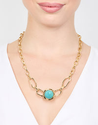 Gold Turquoise Pendant Necklace - link has visual effect only