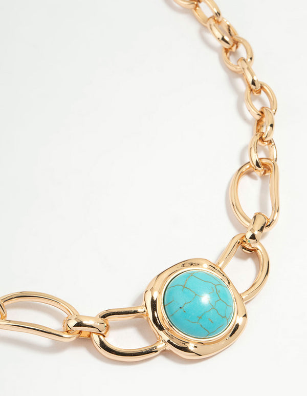 Gold Turquoise Pendant Necklace