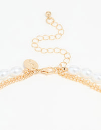 Gold Pearl & Turquoise Stone Layered Necklace - link has visual effect only