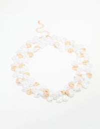 Gold Beaded Pearl Molten Layered Necklace - link has visual effect only