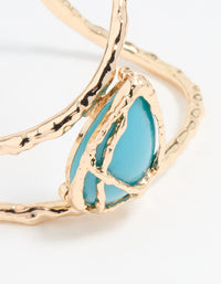 Gold Turquoise Semi-Precious Stone Wrist Cuff - link has visual effect only