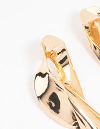 Gold Futuristic Twist Drop Earrings - link has visual effect only