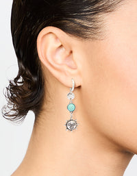 Antique Silver Turquoise Stone & Sun Drop Earrings - link has visual effect only