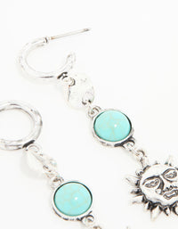 Antique Silver Turquoise Stone & Sun Drop Earrings - link has visual effect only