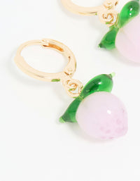 Gold Peach Beaded Huggie Earrings - link has visual effect only