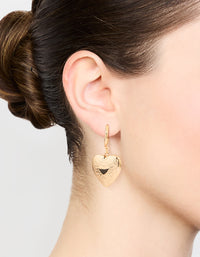 Gold Heart Locket Drop Earrings - link has visual effect only