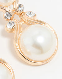 Gold Pearl Diamante Doorknocker Drop Earrings - link has visual effect only