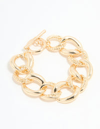 Gold Twisted Curb T & O Bracelet - link has visual effect only