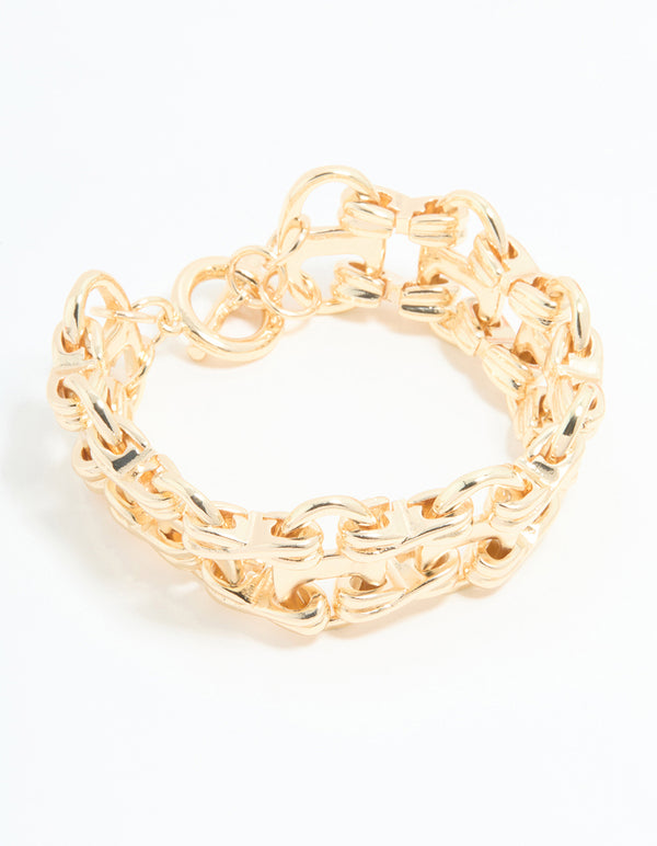 Gold Mariner Ladder T & O Bracelet