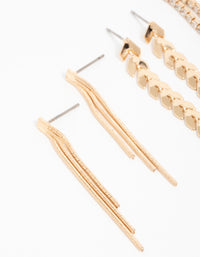 Gold Graduating Drop Earrings 3-Pack - link has visual effect only