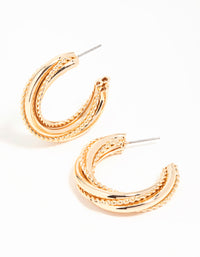 Gold Twisted C Hoop Earrings - link has visual effect only
