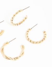 Gold Mixed Twisted Pearl Hoop Earrings 6-Pack - link has visual effect only