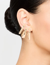 Gold Mixed Huggie Hoop Earrings 3-Pack - link has visual effect only