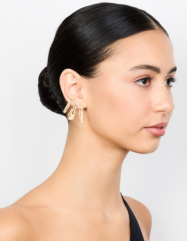Gold Mixed Huggie Hoop Earrings 3-Pack