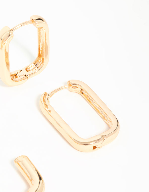 Gold Mixed Huggie Hoop Earrings 3-Pack