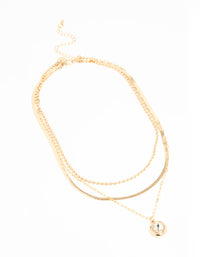 Gold Diamante Pendant Layered Necklace - link has visual effect only