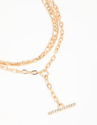 Gold Diamante T-Bar Layered Necklace - link has visual effect only