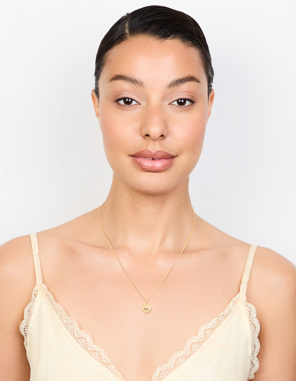 Gold Plated Cross & Heart Pendant Necklace